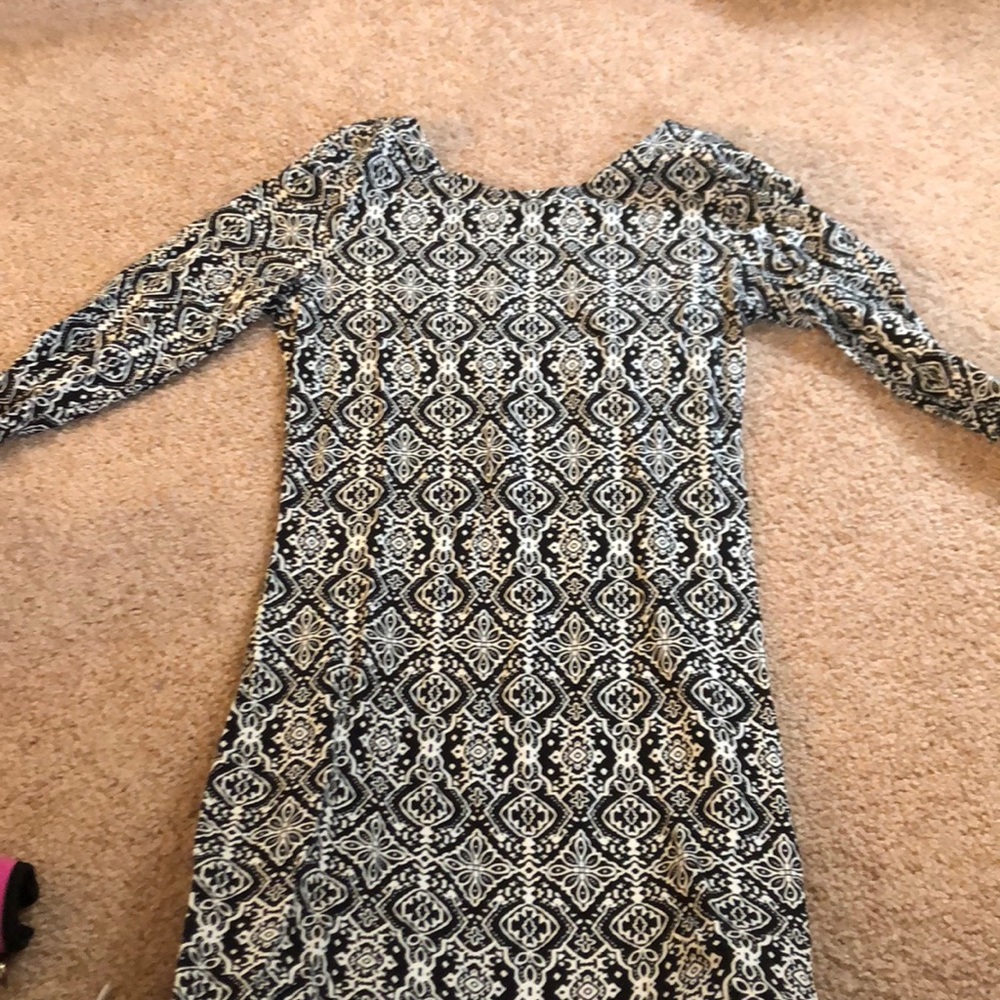 Black and white right knee length dress